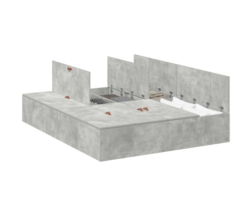 Estructura de Cama con Almacenamiento  Gris Concreto 140x190 cm