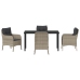 Set de Comedor de Jardín  de 5 Piezas con Cojines Gris Claro Poliratán