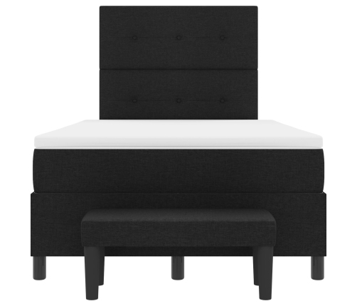 Cama con somier  con colchón y banco negro 120x200 cm tela