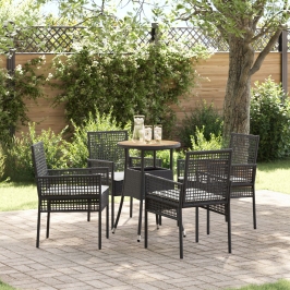 Conjunto de muebles de comedor  Conjunto de 5 Negro Ratán, Poliéster