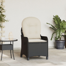 Sillón reclinable  con cojín de poliratán negro