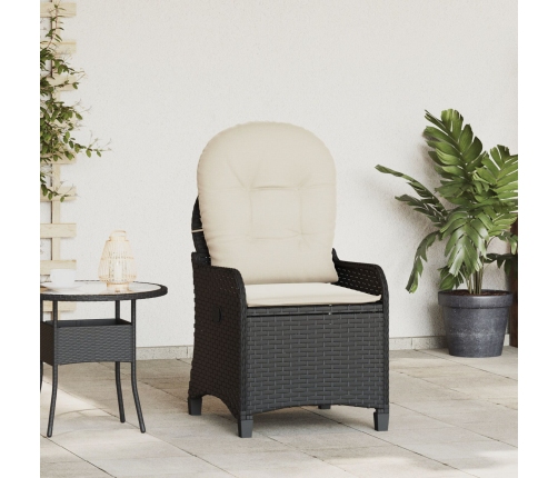 Sillón reclinable  con cojín de poliratán negro
