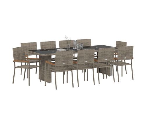 Conjunto de Comedor de Jardín de 11 Piezas  Gris de Poliratán