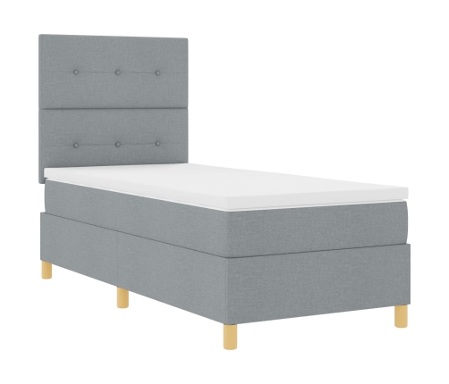 Cama con somier y colchón  Gris Claro 90x200 cm Tela