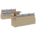 Conjunto de Comedor de Jardín de 7 Piezas con Cojines Beige de Ratán Poliéster Acacia