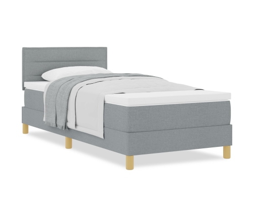 Cama con Base con Colchón Gris Claro 90x200 cm Tela