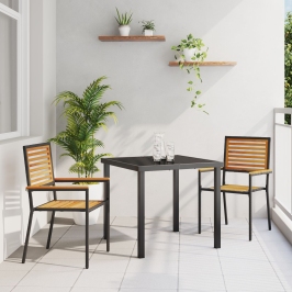 Sillas de jardín apilables con cojines 2 pcs Negro Polirratan