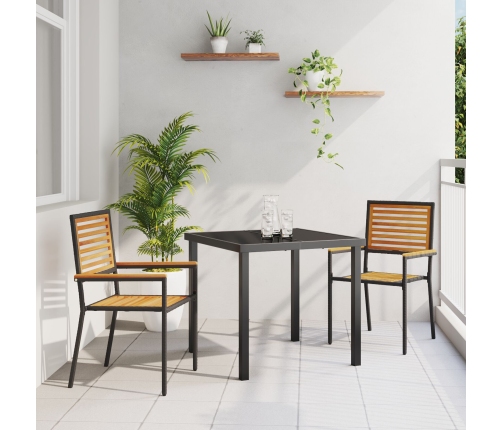 Sillas de jardín apilables con cojines 2 pcs Negro Polirratan