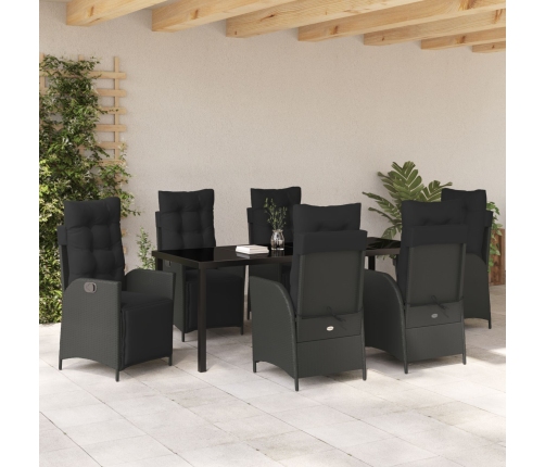 Conjunto de comedor de jardín de 7 piezas  Negro de Poli Ratán