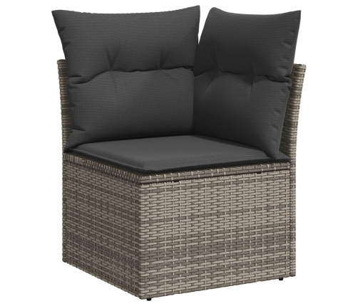 Conjunto de Comedor Jardín de 5 Piezas con Cojines Gris Ratán de Poliéster Acacia