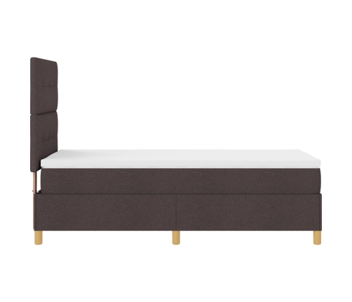 Cama con Somier  con Colchón Marrón Oscuro 100x200 cm Tela