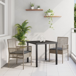 Sillas de Jardín  2 pcs con Cojines Gris de Poliratán