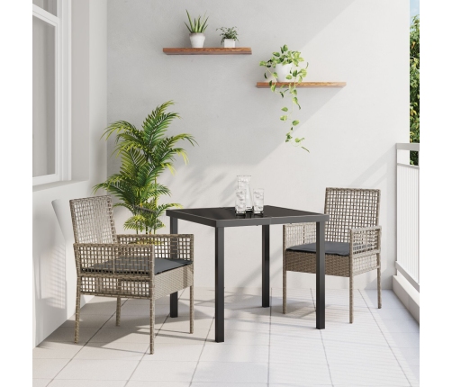 Sillas de Jardín  2 pcs con Cojines Gris de Poliratán