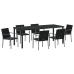 Conjunto de comedor de jardín de 7 piezas de  con cojines de ratán sintético negro