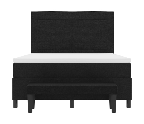 Cama con Somier con Colchón & Banco Negro 140x200 cm Tela