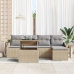 Conjunto de sofá de jardín de 6 piezas con cojines beige de ratán poly