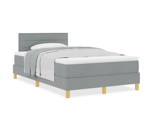 Cama con Somier  con Colchón Gris Claro 120x200 cm Tela