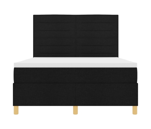 Cama Box Spring  con Colchón Negro 140x200 cm Tela