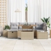 Set de Sofá de Jardín de 7 Piezas con Cojines Beige Poliratán