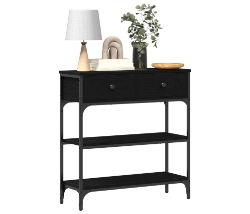 Mesa Consola  Negro Roble 72,5x25x75 cm Madera Elaborada y Acero