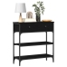 Mesa Consola  Negro Roble 72,5x25x75 cm Madera Elaborada y Acero