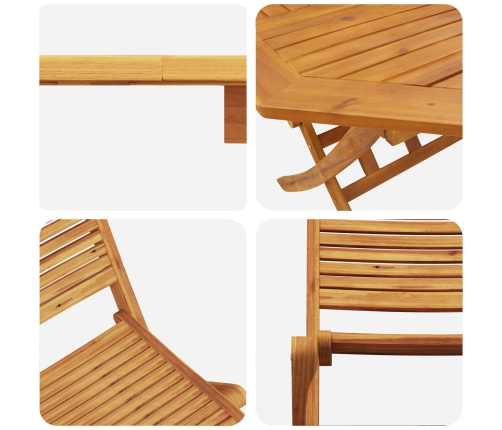 Set de comedor de jardín de 5 piezas  de madera maciza de acacia