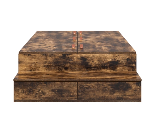 Estructura de Cama con Almacenamiento  Roble Ahumado Madera Elaborada