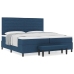 Cama Box Spring con Colchón y Banco Azul 200x200 cm Tela