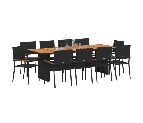 Juego de Comedor de Jardín de 11 Piezas  Ratané Negros