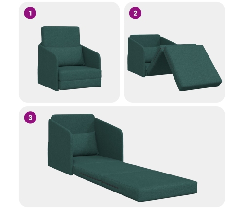 Sofá Cama de Suelo  2-en-1 Verde Oscuro 65x80x83 cm Tela