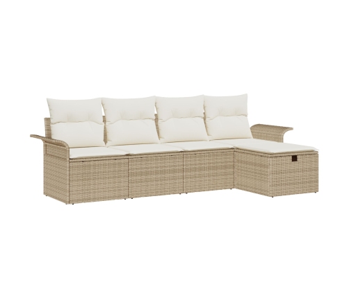 Conjunto de sofá de jardín  de 5 piezas con cojines Beige Ratán PE