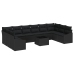 Conjunto de Sofá de Jardín  Set de 11 Negro Poliratán y tela