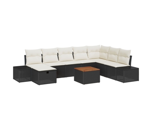 Conjunto de sofá de jardín  9 Piezas Negro Ratán Sofá de rincón