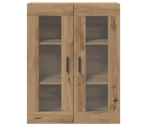 Gabinete Suspendido con Puertas de Vidrio Roble Artesanal 69.5x34x90 cm