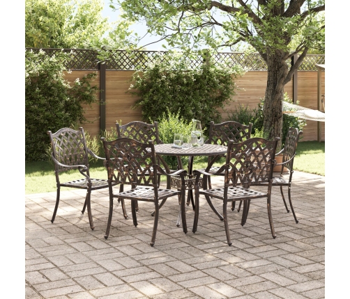 Set de Comedor de Jardín de 7 Piezas de  en Aluminio Fundido Color Bronce