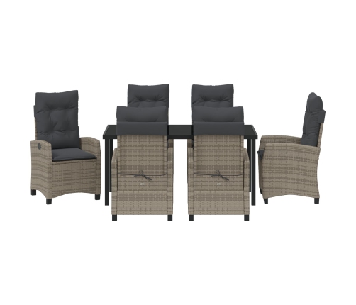Conjunto de Comedor de Jardín de 7 Piezas  con Cojines Gris Poliratán