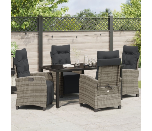 Conjunto de comedor de jardín de 5 piezas gris ratán poliéster