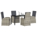Conjunto de Comedor de Jardín de 5 Piezas con Cojines de Poliratán Gris