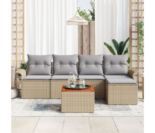 Conjunto de Sofá de Jardín  Conjunto de 6 Beige y gris Ratán y tela