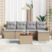 Conjunto de Sofá de Jardín  Conjunto de 6 Beige y gris Ratán y tela