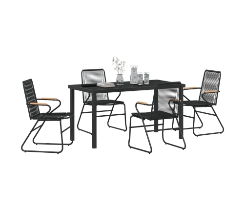 Juego de Comedor de Jardín  5 Piezas Negro Ratán de PVC