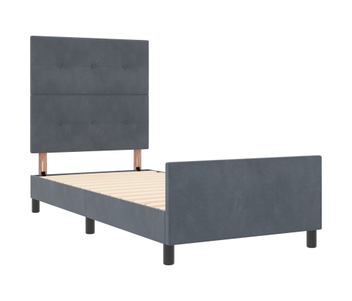 Estructura de Cama  en Gris Oscuro, 100x200 cm, Hecha de Terciopelo