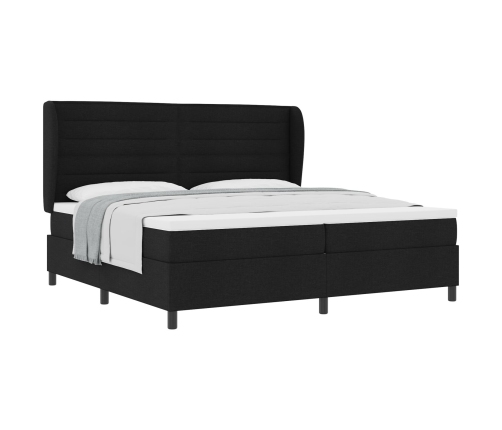 Cama Box Spring con Colchón  Negro 200x200 cm Tela