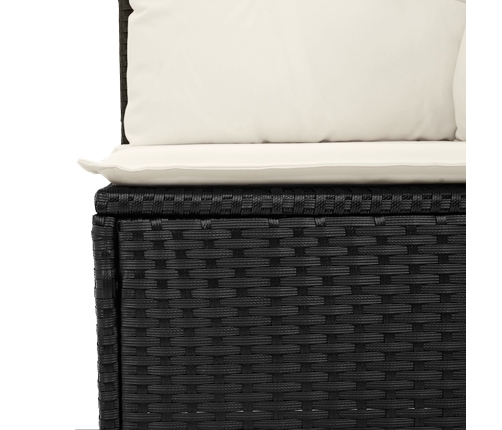 Set de Comedor de Jardín de 6 Piezas con Cojines Negras de Rattan de Poliéster
