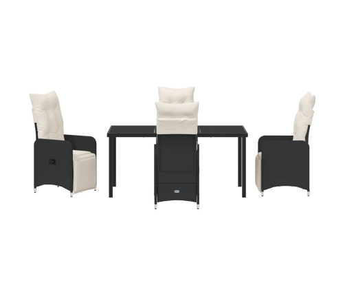 Set de Comedor de Jardín de 5 Piezas con Cojines Negros