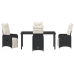 Set de Comedor de Jardín de 5 Piezas con Cojines Negros