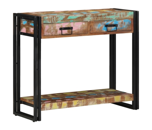 Mesa Consola  Multicolor de Madera Recuperada Sólida y Metal