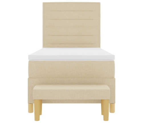 Cama con Somier  con Colchón y Banco Crema 90x200 cm Tela