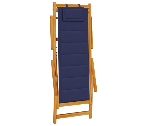 Sillas de Playa Plegables  2 pcs Azul Madera Maciza de Acacia y Textileno