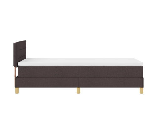 Cama con somier  con colchón marrón oscuro 100x200 cm Tela